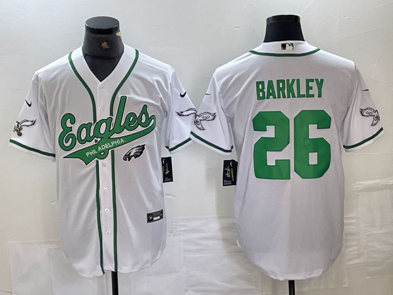 Men Philadelphia Eagles 26 Barkley White 2024 Nike Co branded NFL Jersey style 11